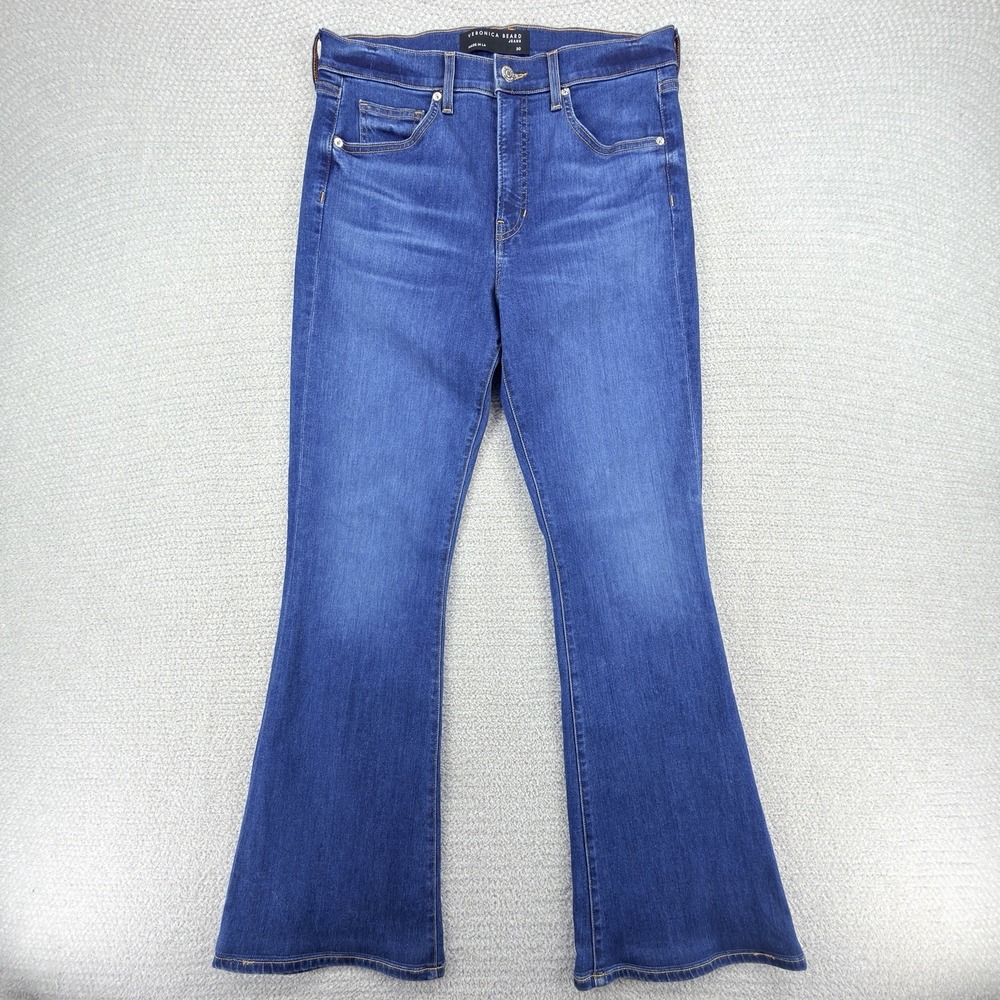 Veronica Beard Beverly Skinny Flare Jeans Womens 30 High Rise Blue Made USA